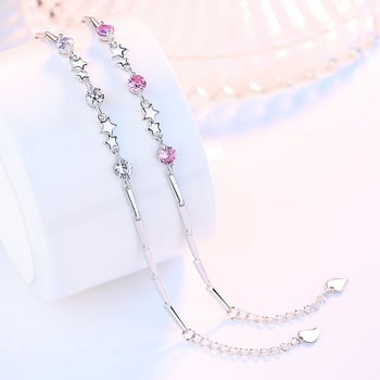 Réz karkötő ezüstbevonattal, csillag motívummal, modell W169 Kettős Csillag karkötő