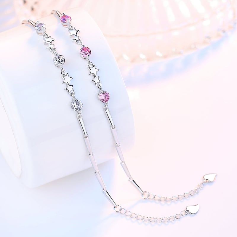 Réz karkötő ezüstbevonattal, csillag motívummal, modell W169 Kettős Csillag karkötő