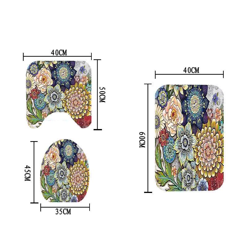 Bohem stílusú nyomtatott fürdőszobai zuhanyfüggöny és válaszfal készlet, poliészter, vízálló és penészálló (Poliészter; Bohem stílus; Nyomtatott minta; Testreszabás elérhető; Licencelt magáncímke)