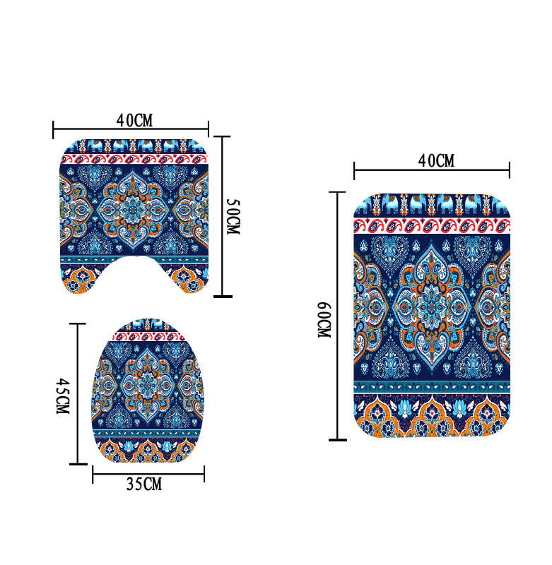 Bohem stílusú nyomtatott fürdőszobai zuhanyfüggöny és válaszfal készlet, poliészter, vízálló és penészálló (Poliészter; Bohem stílus; Nyomtatott minta; Testreszabás elérhető; Licencelt magáncímke)