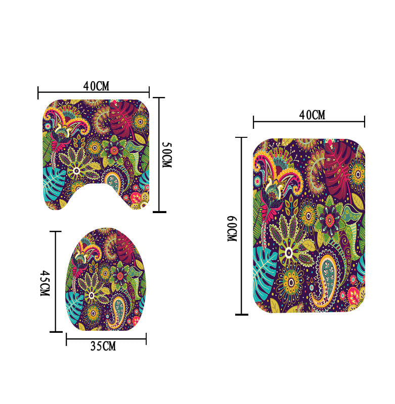 Bohem stílusú nyomtatott fürdőszobai zuhanyfüggöny és válaszfal készlet, poliészter, vízálló és penészálló (Poliészter; Bohem stílus; Nyomtatott minta; Testreszabás elérhető; Licencelt magáncímke)