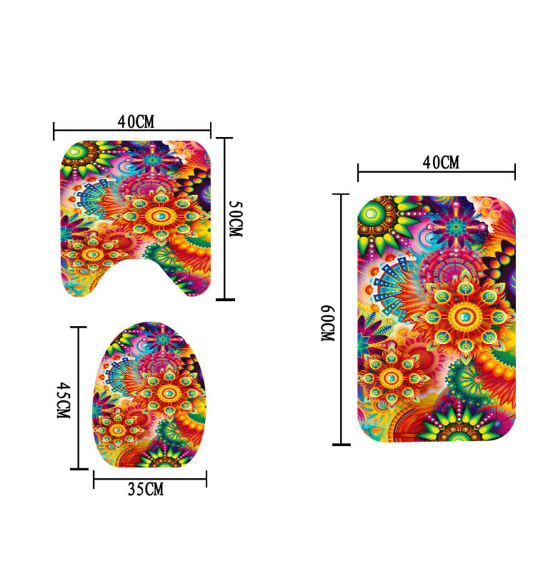 Bohem stílusú nyomtatott fürdőszobai zuhanyfüggöny és válaszfal készlet, poliészter, vízálló és penészálló (Poliészter; Bohem stílus; Nyomtatott minta; Testreszabás elérhető; Licencelt magáncímke)