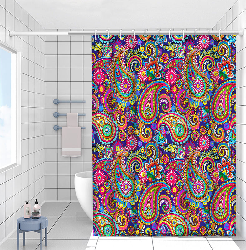 Bohem stílusú nyomtatott fürdőszobai zuhanyfüggöny és válaszfal készlet, poliészter, vízálló és penészálló (Poliészter; Bohem stílus; Nyomtatott minta; Testreszabás elérhető; Licencelt magáncímke)