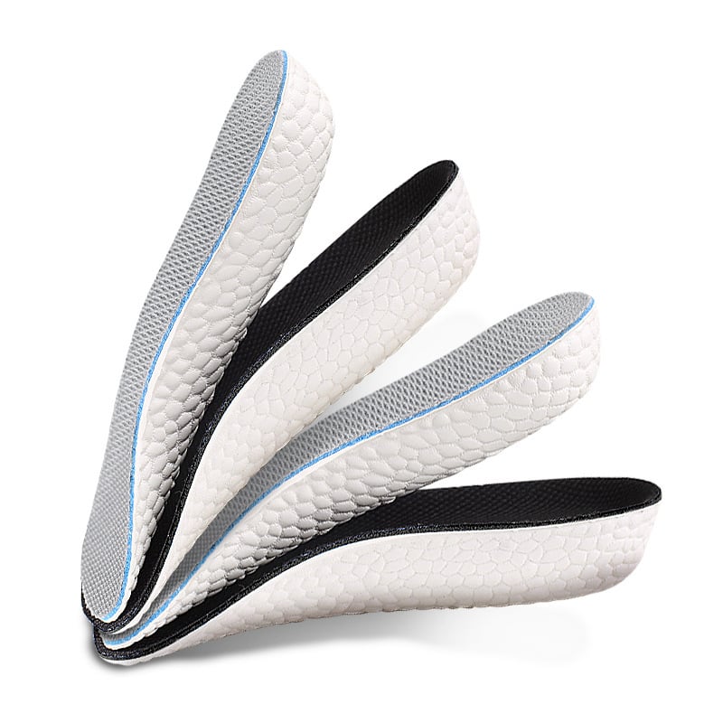 Magasságnövelő fél talpbetét, uniszex, könnyű EVA és lélegző hálós szerkezet; modell 036, alkalmas sportcipőkhöz és bőrcipőkhöz.