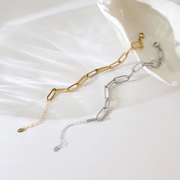 Whale Rain titánium acél karkötő összetett csavart lánccal, nőknek, csiszolt és polírozott felület, stacking stílus