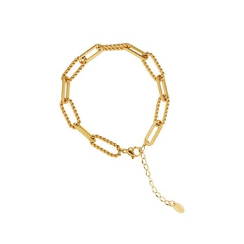 Whale Rain titánium acél karkötő összetett csavart lánccal, nőknek, csiszolt és polírozott felület, stacking stílus