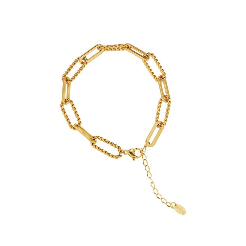 Whale Rain titánium acél karkötő összetett csavart lánccal, nőknek, csiszolt és polírozott felület, stacking stílus