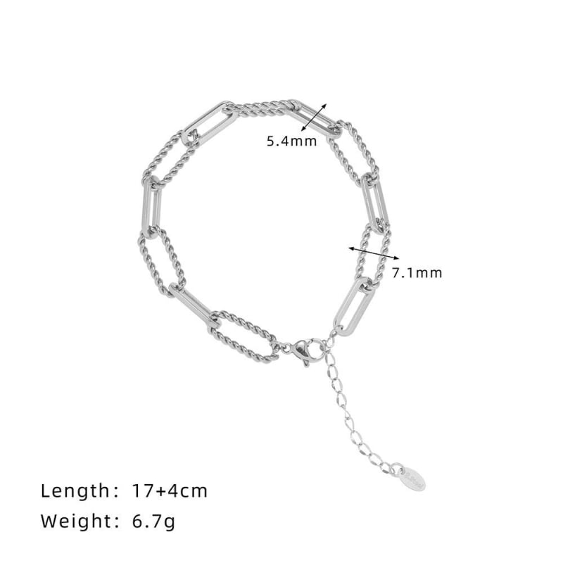 Whale Rain titánium acél karkötő összetett csavart lánccal, nőknek, csiszolt és polírozott felület, stacking stílus