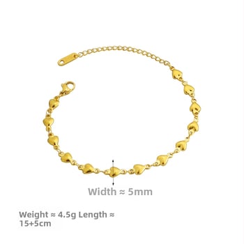 Titán acél karkötő szív alakú dizájnnal, elektroplatinált felület, koreai stílus, nőknek