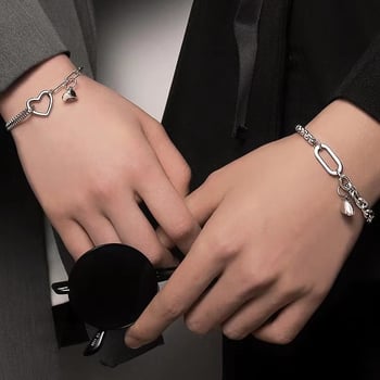 Szív alakú karkötő pár számára, mágneses záróval, réz, egyszerű stílus, uniszex