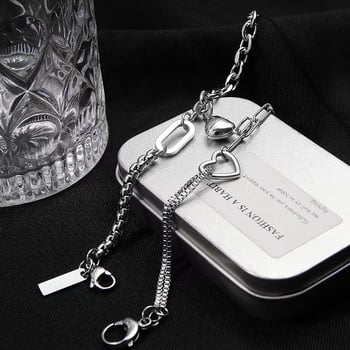 Szív alakú karkötő pár számára, mágneses záróval, réz, egyszerű stílus, uniszex