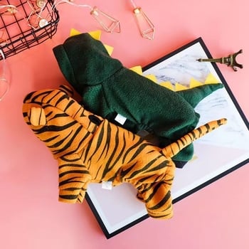 Macska alakváltó jelmez, tigro-dinoszaurusz motívummal, gumiból készült, meleg viselet négy lábra, Nutro/miss márkával