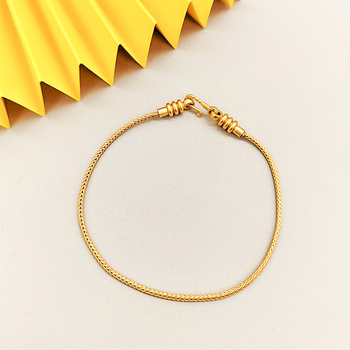 Réz aranyozott láncos karkötő, uniszex, kínai stílus, kígyócsont mintázatú lánccal és gyöngyökkel, elektroplakolás, művészi retro dizájn