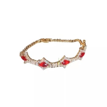 Rombusz formájú cirkón karkötő, ötvözet, elektroplattal bevont, uniszex, koreai–japán stílus, 2024 nyár