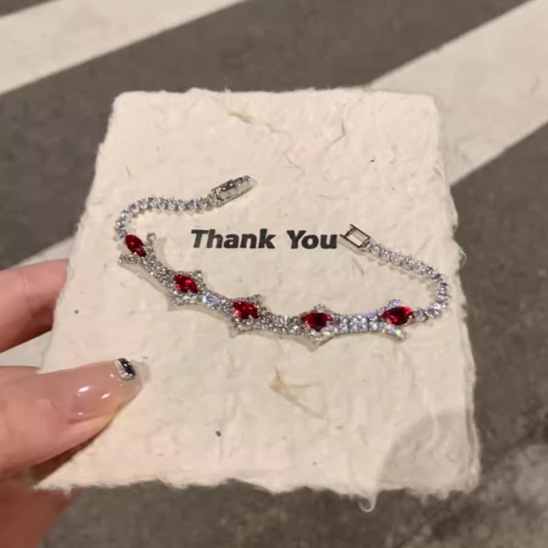 Rombusz formájú cirkón karkötő, ötvözet, elektroplattal bevont, uniszex, koreai–japán stílus, 2024 nyár