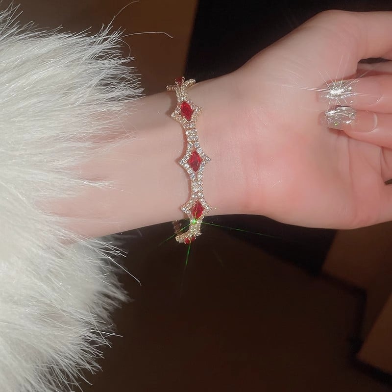 Rombusz formájú cirkón karkötő, ötvözet, elektroplattal bevont, uniszex, koreai–japán stílus, 2024 nyár