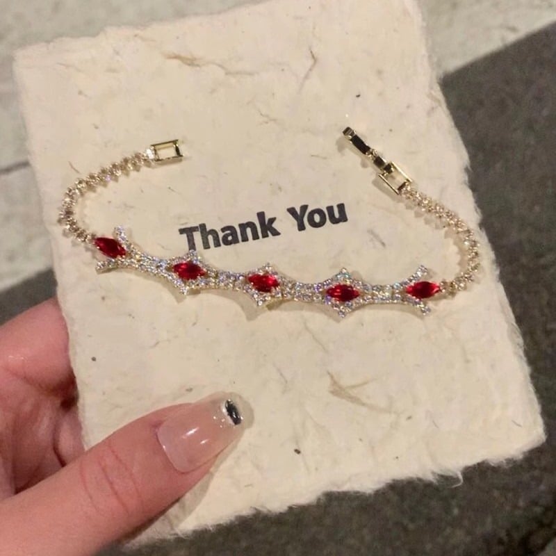 Rombusz formájú cirkón karkötő, ötvözet, elektroplattal bevont, uniszex, koreai–japán stílus, 2024 nyár