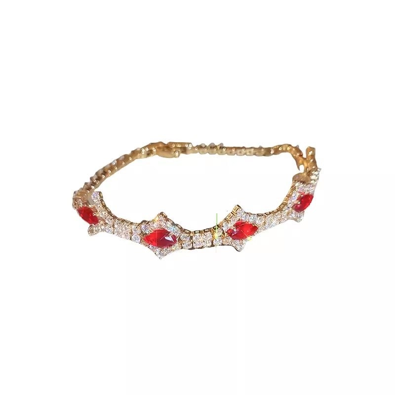 Rombusz formájú cirkón karkötő, ötvözet, elektroplattal bevont, uniszex, koreai–japán stílus, 2024 nyár