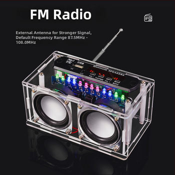 DIY rádiový audiokit: zosilňovač, Bluetooth reproduktor, FM spektrum, zváracia prax pre vzdelávanie