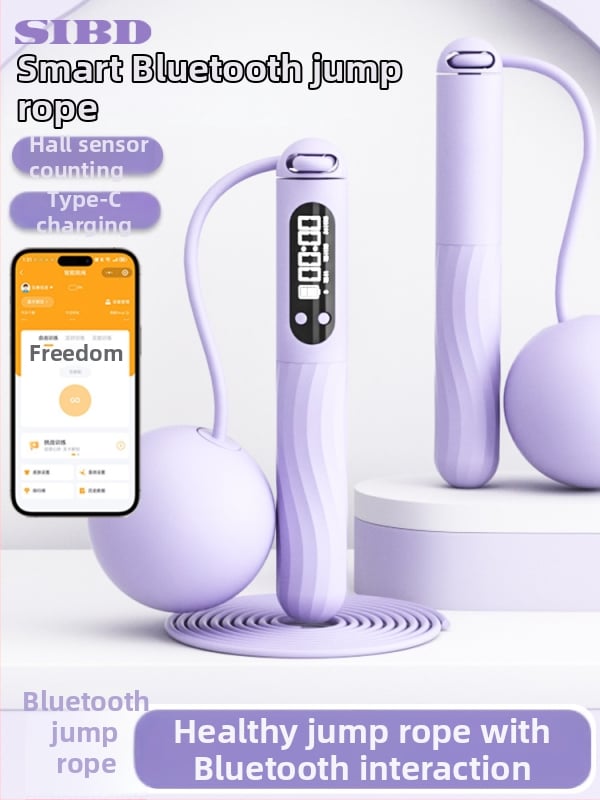 Vezeték nélküli Bluetooth ugrókötél alkalmazással és töltőre csatlakoztatható súlyozott golyóval felnőtteknek edzésre és aerobikhoz (Anyag: ABS; Specifikáció: 3; Alkalmas: futás, edzés, bodybuilding)
