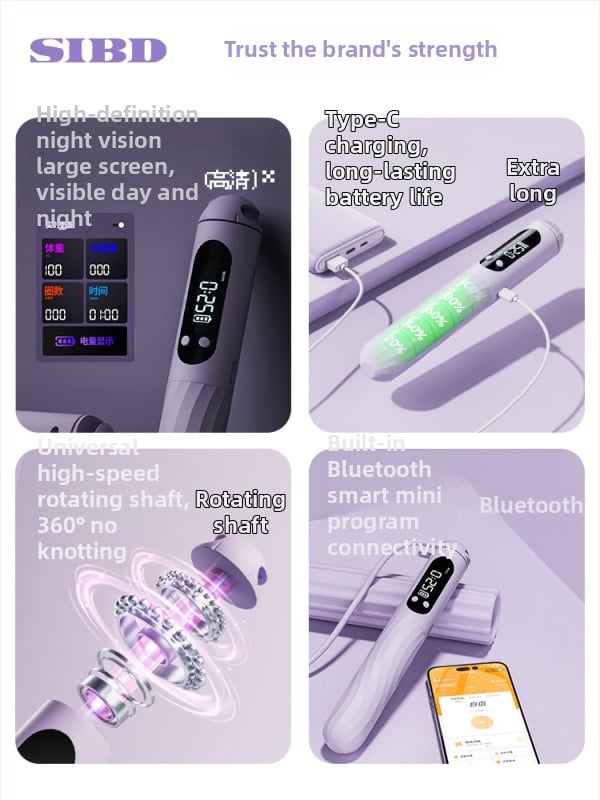 Vezeték nélküli Bluetooth ugrókötél alkalmazással és töltőre csatlakoztatható súlyozott golyóval felnőtteknek edzésre és aerobikhoz (Anyag: ABS; Specifikáció: 3; Alkalmas: futás, edzés, bodybuilding)