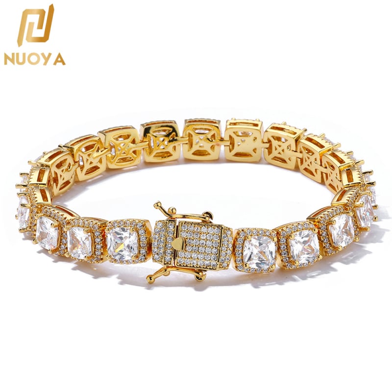 NUOYA réz karkötő cirkóniával – uniszex hip-hop, geometriai dizájn