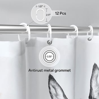 Zuhanyfüggöny kreatív stílussal, poliészter anyag, testreszabott minták, logónyomás elérhető, testreszabás rendelésre