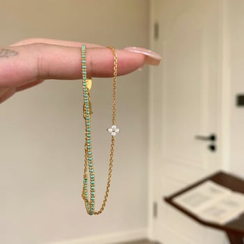 Négylevelű lóhere mintás, kétszintes szövött karkötő, új kínai stílus; Anyag: Réz; Bevonat: elektroplattolás; Márka: Omi Le; Modell: SL-0077