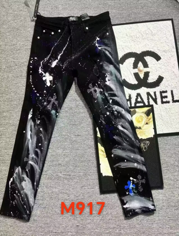 Traperice punk stila, slim fit, srednji pojas, patch dekor, distresirane, isprane