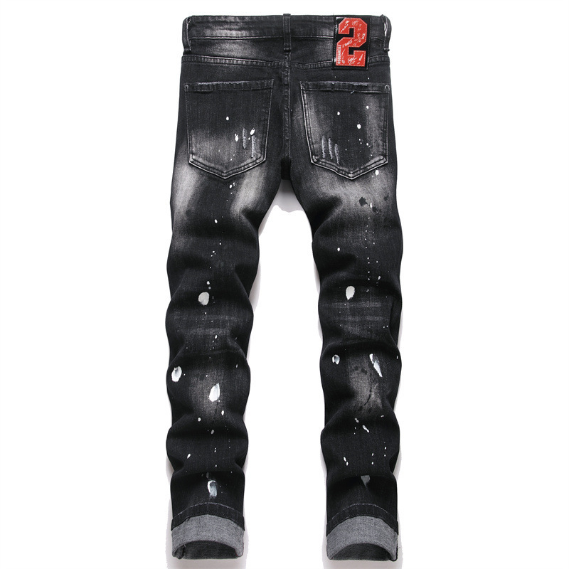 Traperice punk stila, slim fit, srednji pojas, patch dekor, distresirane, isprane