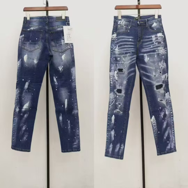 Traperice punk stila, slim fit, srednji pojas, patch dekor, distresirane, isprane