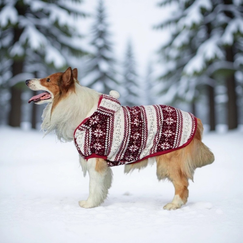 ASONPET Palton pentru pisici și câini – model fulg de zăpadă, exterior din fleece coral, interior din fleece de bumbac, cald, stil casual, utilizare generală