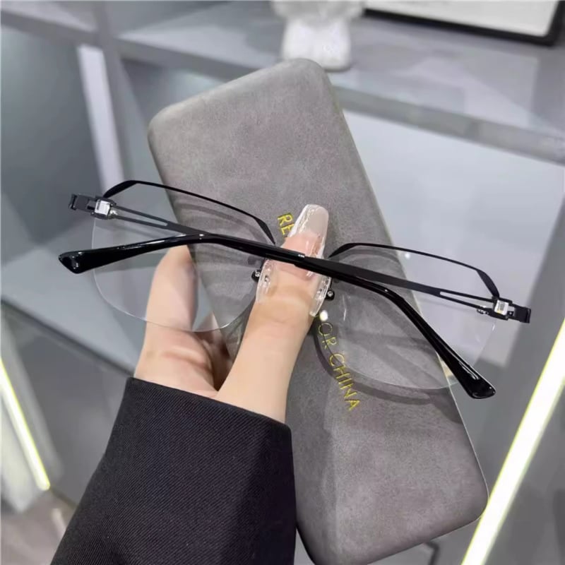 Keret nélküli olvasószemüveg, vintage irodalmi retro stílus, fotokróm lencsék anti-kék fény védelemmel idősebb férfiaknak, kis arcúak számára