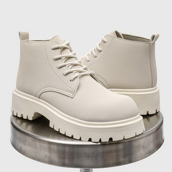 Férfi Martin csizma, magas szárú, brit stílusú motorkerékpár csizma, felsőrész PU + szuper rost, gumírozott talp, középmagas sarok 3–5 cm