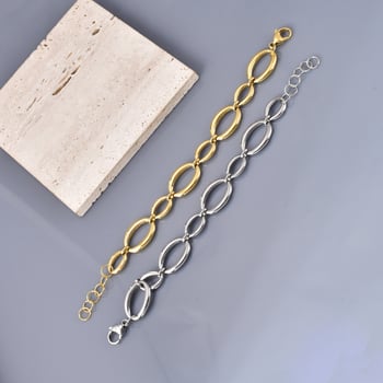 Női titánacél karkötő nagy geometriai lánccal és szív alakú medállal, 18K aranyozott bevonattal, elektropolírozott — friss és édes stílus