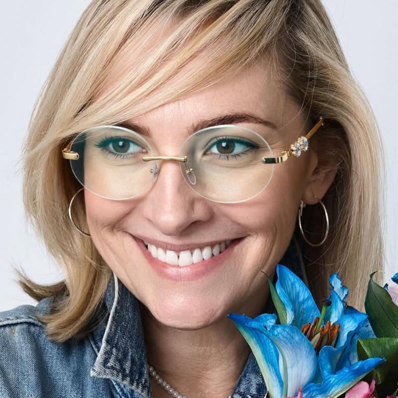 Keret nélküli olvasószemüveg anti-kékfénnyel, polikarbonát lencsék, keret: fém és polikarbonát, divatos, magas színvonalú