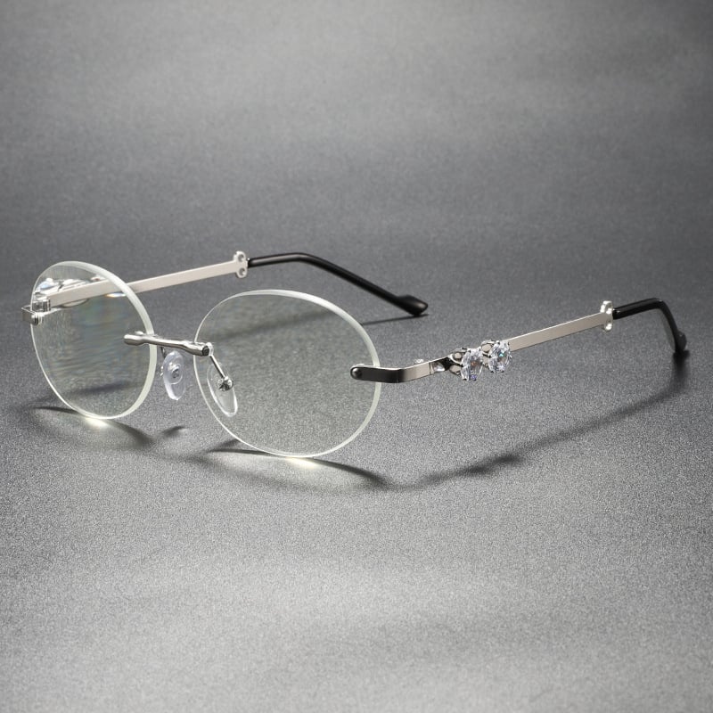 Keret nélküli olvasószemüveg anti-kékfénnyel, polikarbonát lencsék, keret: fém és polikarbonát, divatos, magas színvonalú