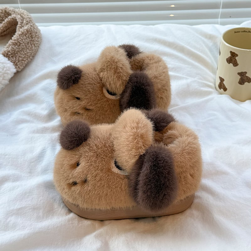 Gyerek plüss pamut papucs zárt sarokkal, rajzolt kutyás minta, EVA talppal, 1–16 évesek, uniszex