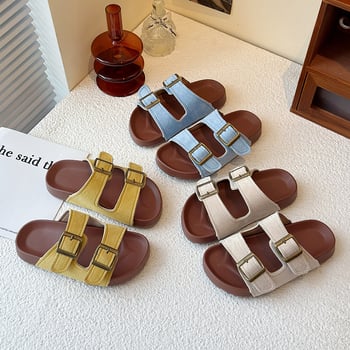 Gyerekek nyári szandálok | Nubuk felsőrész, gumírozott talp | Anti-slip, kopásálló | 4–16 éveseknek