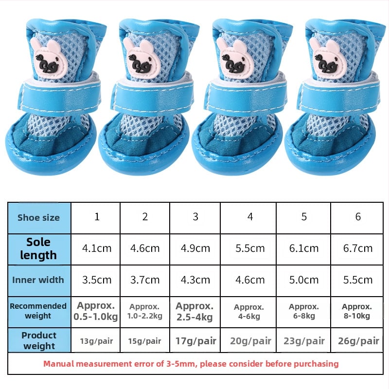 Kutyacipők – hálós és PVC anyag, casual stílus, csúszásmentes és kopásálló