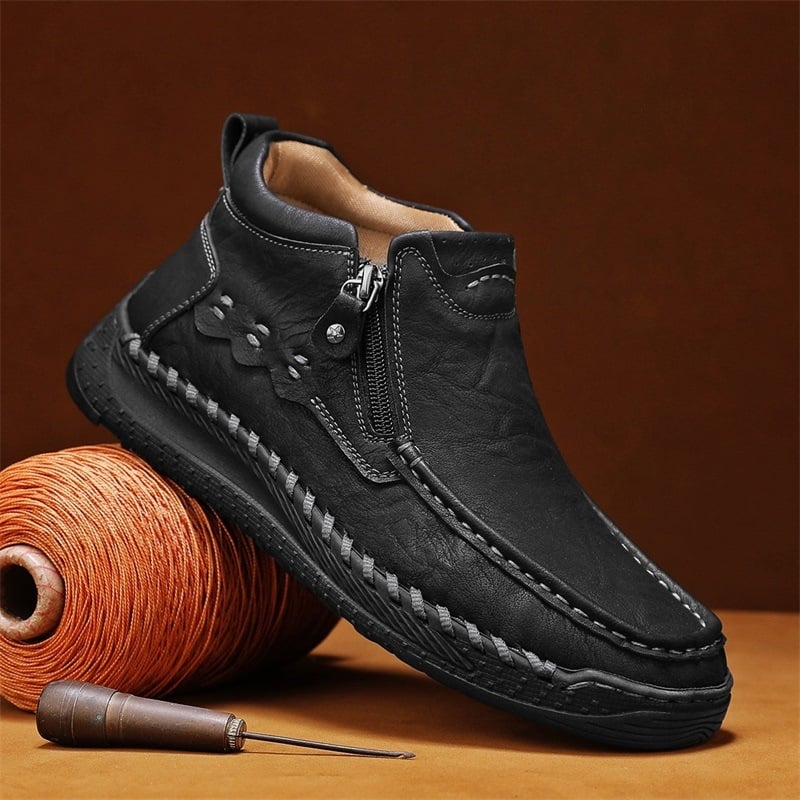 Martin bakancs férfiaknak, mikroszálas bőrből, kerek orrú, középmagas szár, oldalsó cipzár, gumitalp