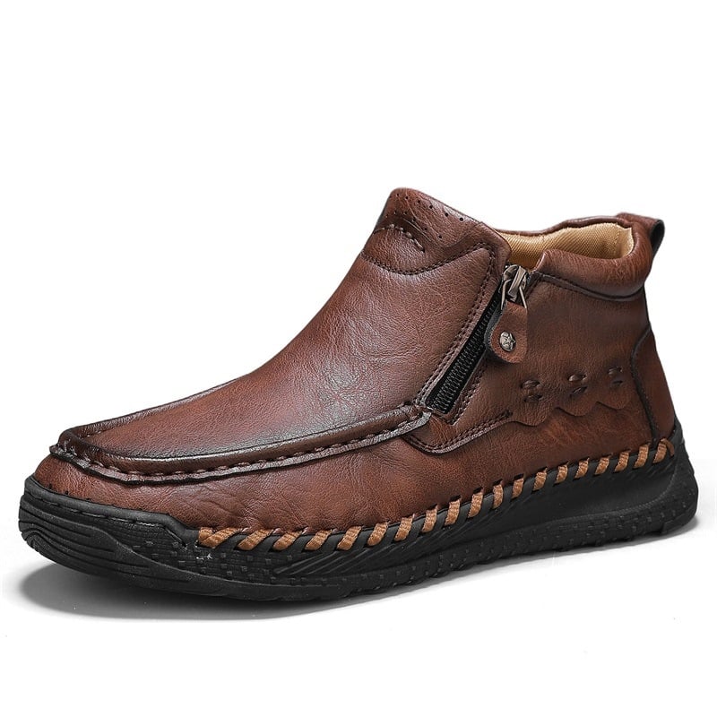 Martin bakancs férfiaknak, mikroszálas bőrből, kerek orrú, középmagas szár, oldalsó cipzár, gumitalp