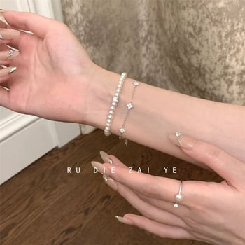 Kézrevaló karkötő ezüst bevonattal, édes stílus (Anyag: Silver plated; Eredet: Jinhua; Kiadás ideje: 2025 nyár; Stílus: Sweet; Kategória: Kézhez tartozó kiegészítők)