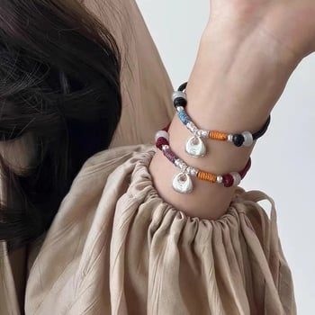 Kézzel szőtt, állítható uniszex karkötő, damilból, elektroplatálás, 2024 tavasz