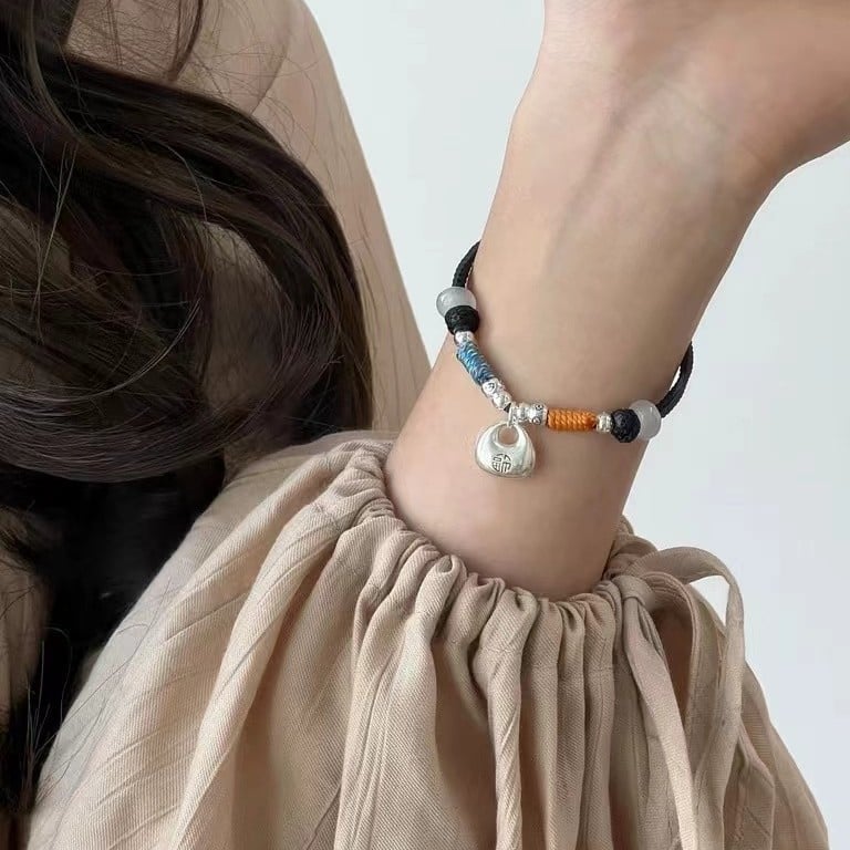 Kézzel szőtt, állítható uniszex karkötő, damilból, elektroplatálás, 2024 tavasz