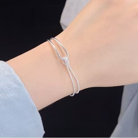 Női dupla rétegű geometrikus karkötő réz alapanyagból, elektroplatírozott felülettel