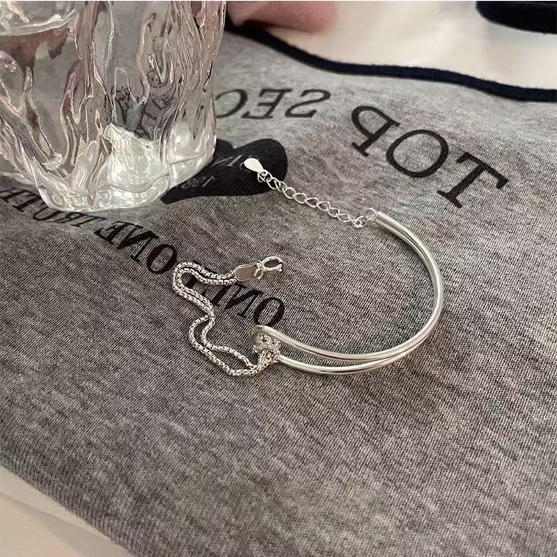 Női dupla rétegű geometrikus karkötő réz alapanyagból, elektroplatírozott felülettel