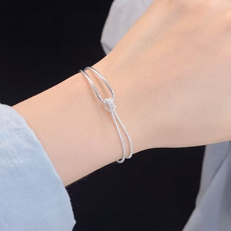 Női dupla rétegű geometrikus karkötő réz alapanyagból, elektroplatírozott felülettel