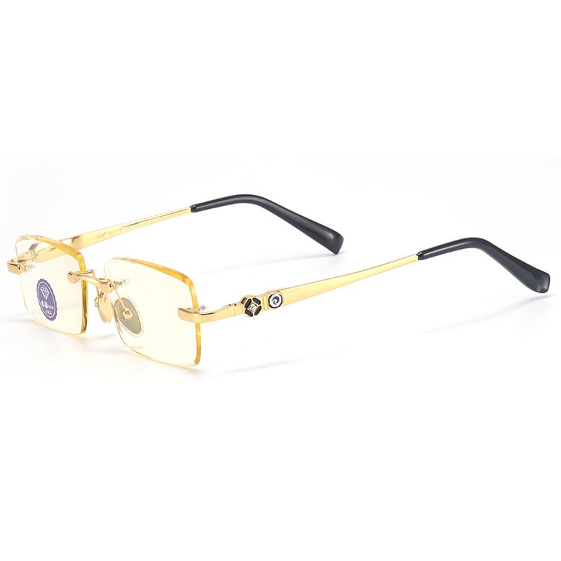 Keret nélküli olvasószemüveg citrines pehelyekkel, természetes lencsék, anti-radiáció és UV védelem