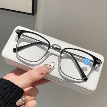 Olvasó szemüveg, fém félkeret, kékfény elleni védelem, HD szemvédelem, négyzetes keret